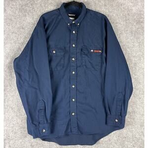 Tecgen FR Shirt Mens XL Blue Button Down Flame Resistant ATPV 8.0 Workwear